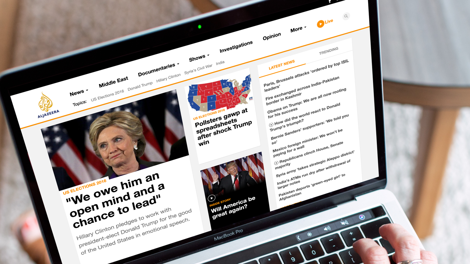 Al Jazeera English website on a Macbook laptop