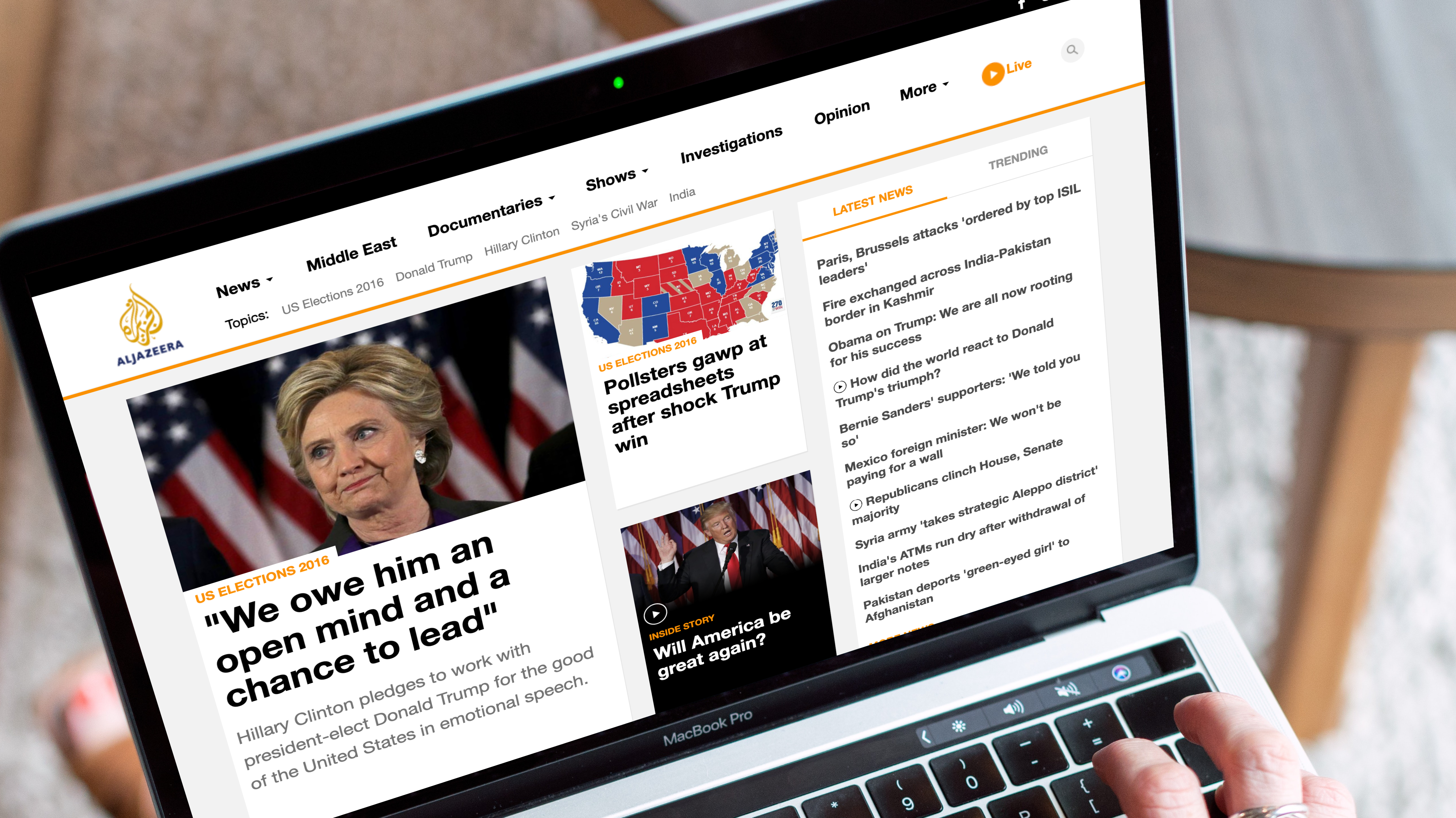 Al Jazeera English website on a Macbook laptop